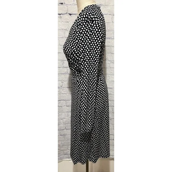 Banana Republic Women’s Black & White Casual Wrap Long Sleeve Dress Size Large - Picture 4 of 8